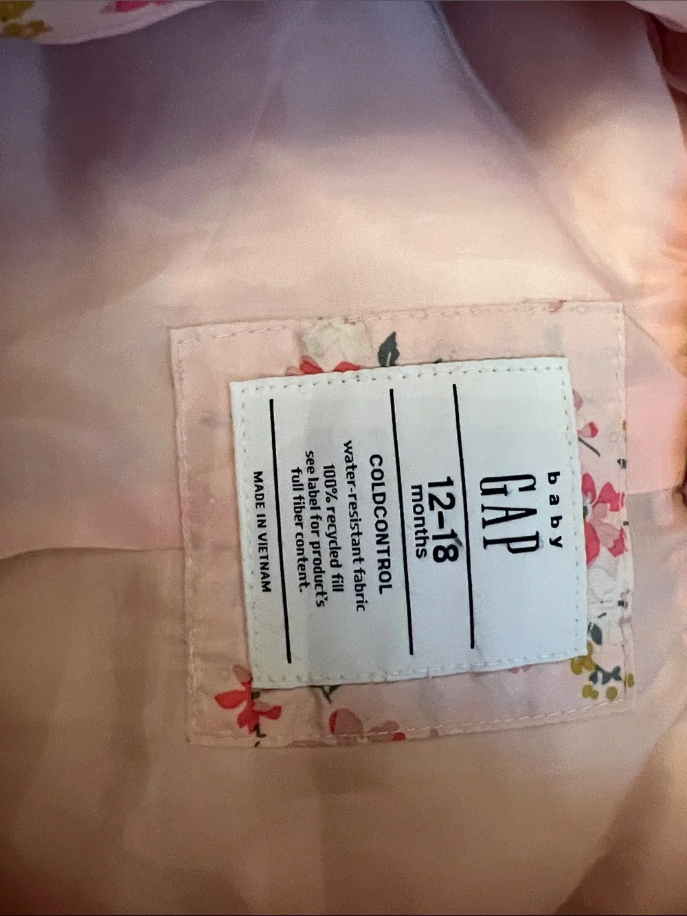 GAP Pink Floral Quilted Puffer Vest